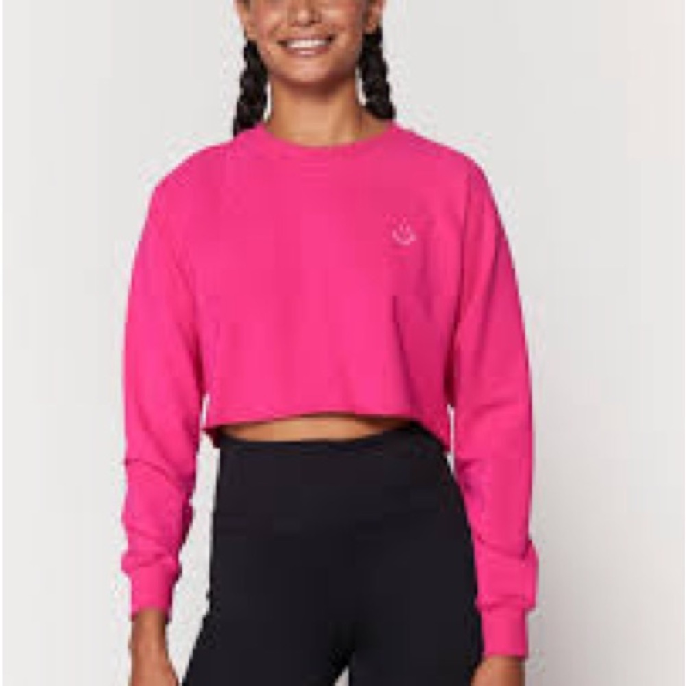 Spiritual gangster. Long sleeve fuchsia, pink pink cropped sweatshirt.